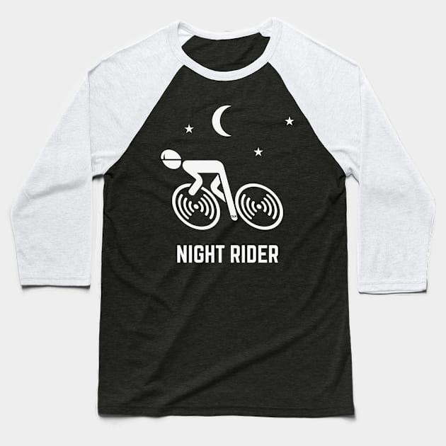 Night Rider (Racing Cyclist / Road Bike / Bicycle / White) Baseball T-Shirt by MrFaulbaum